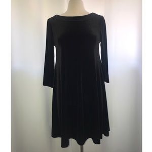 Cynthia Rowley Black Faux Velour 3/4 Sleeve Dress